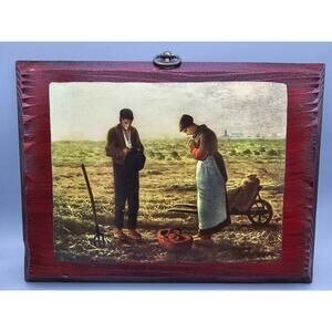 Wooden Vintage Print The Angelus & Gleaners